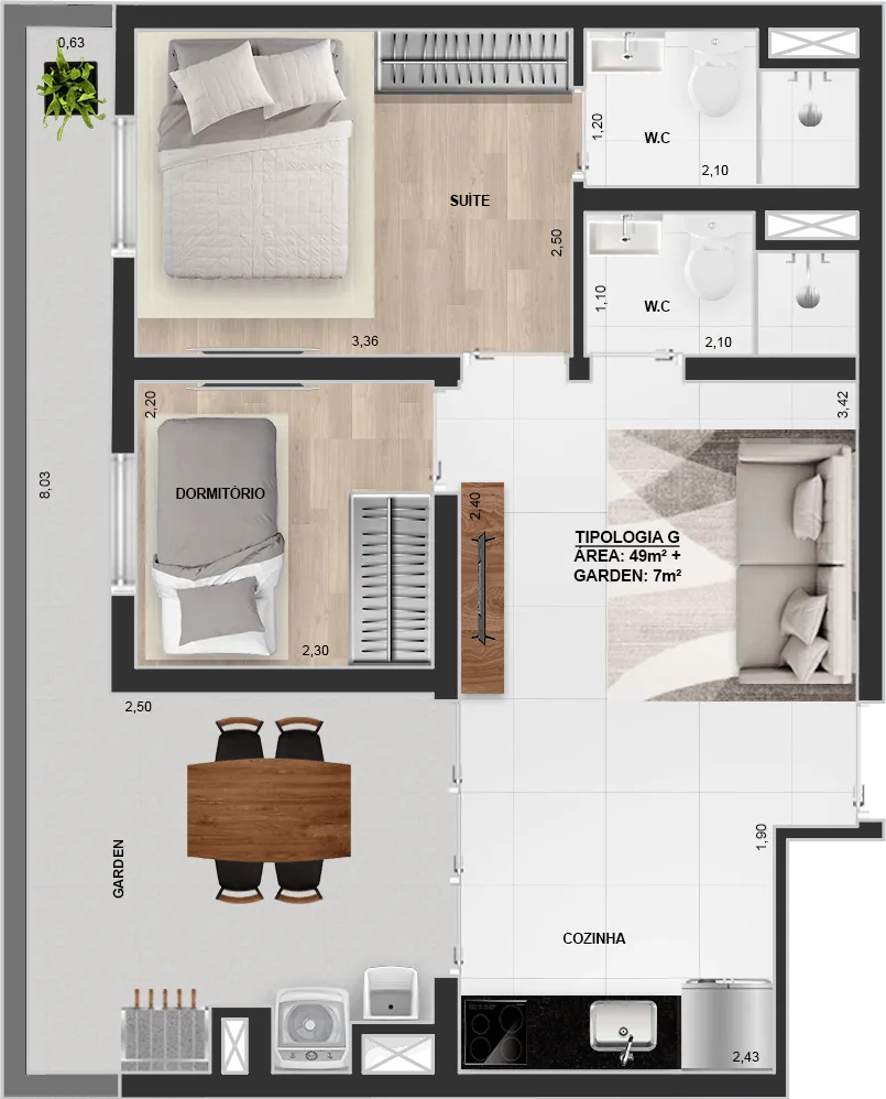 Planta 49m²
